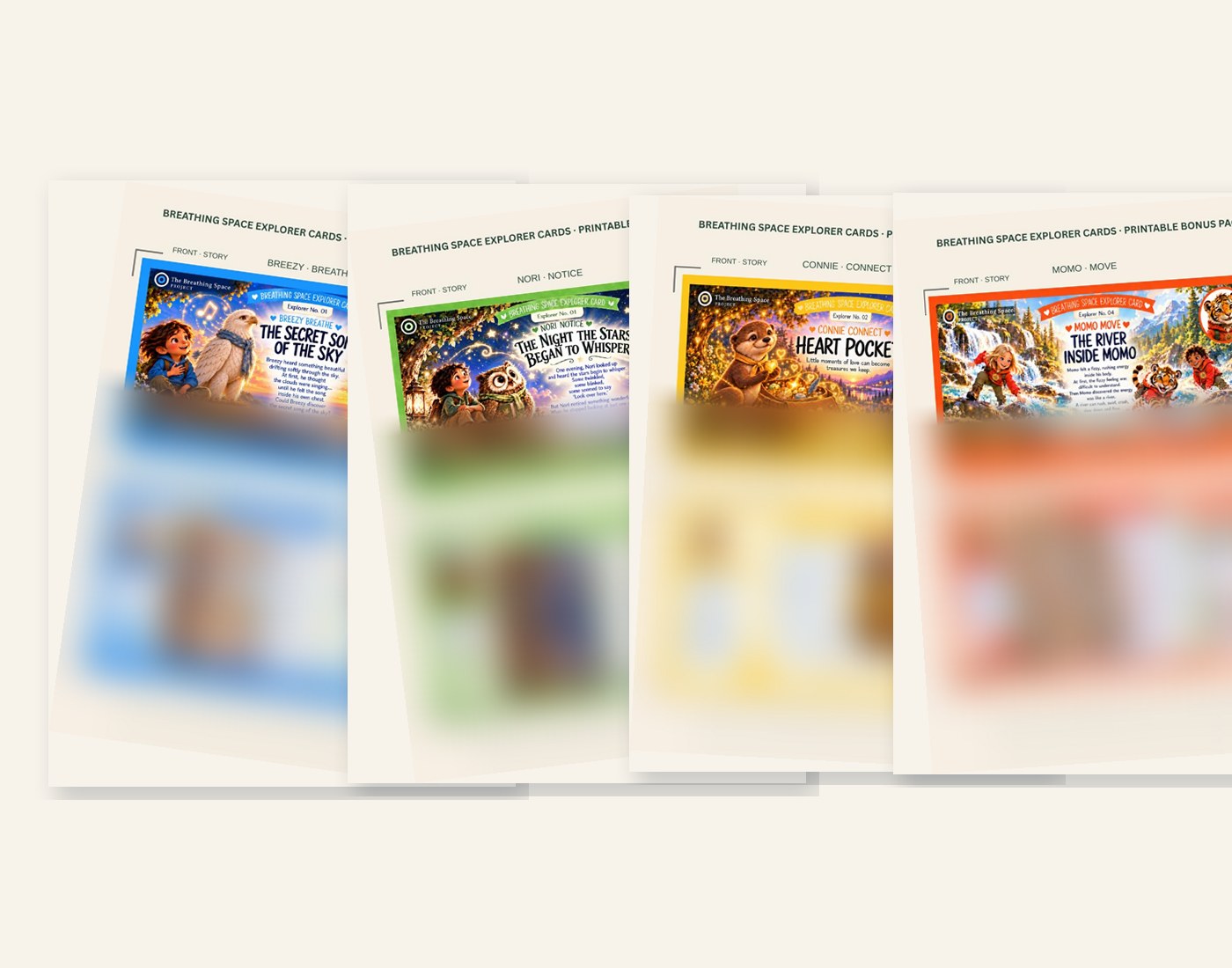 A glimpse of the printable Breathing Space Explorer Cards